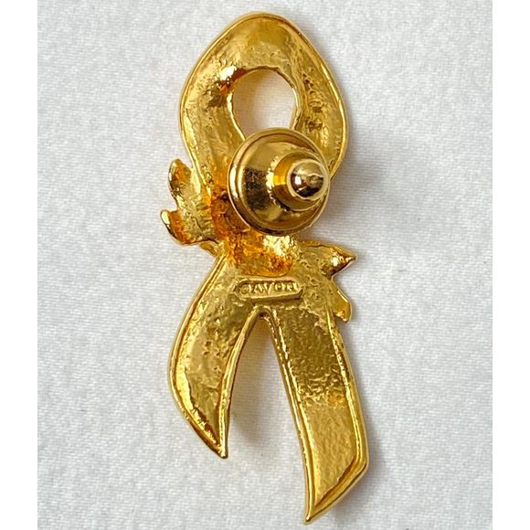Avon Pin Breast Cancer Awareness Pink Ribbon And Gold Tone Rose - Picture 5 of 8